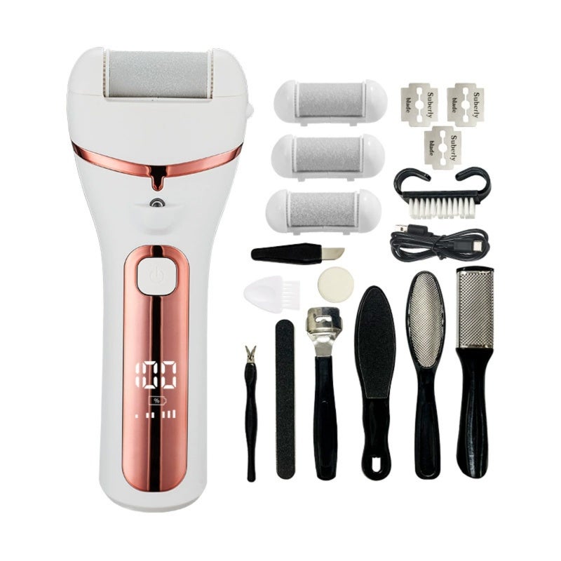 Electric Callus Remover: Gold, Compact Lightweight Ergonomic Design, Strong Power High-Speed Motor - Safe Rounded Edge Grinding Head, Wireless Waterproof Electric Foot Grinder for Foot Care, Sensitive - Image 5