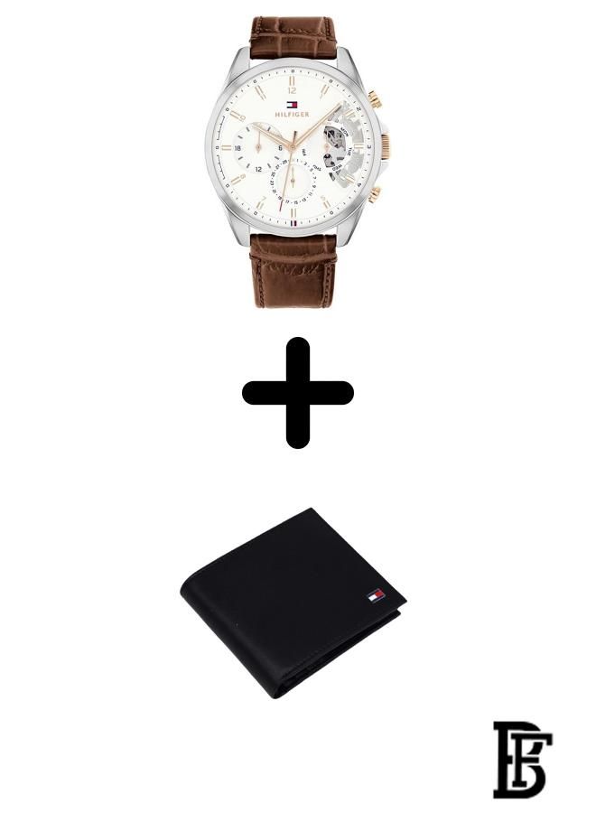 TOMMY HILFIGER Tommy Hilfiger Leather Chronograph Watch 1710450 + Tommy Wallet  - Image 1