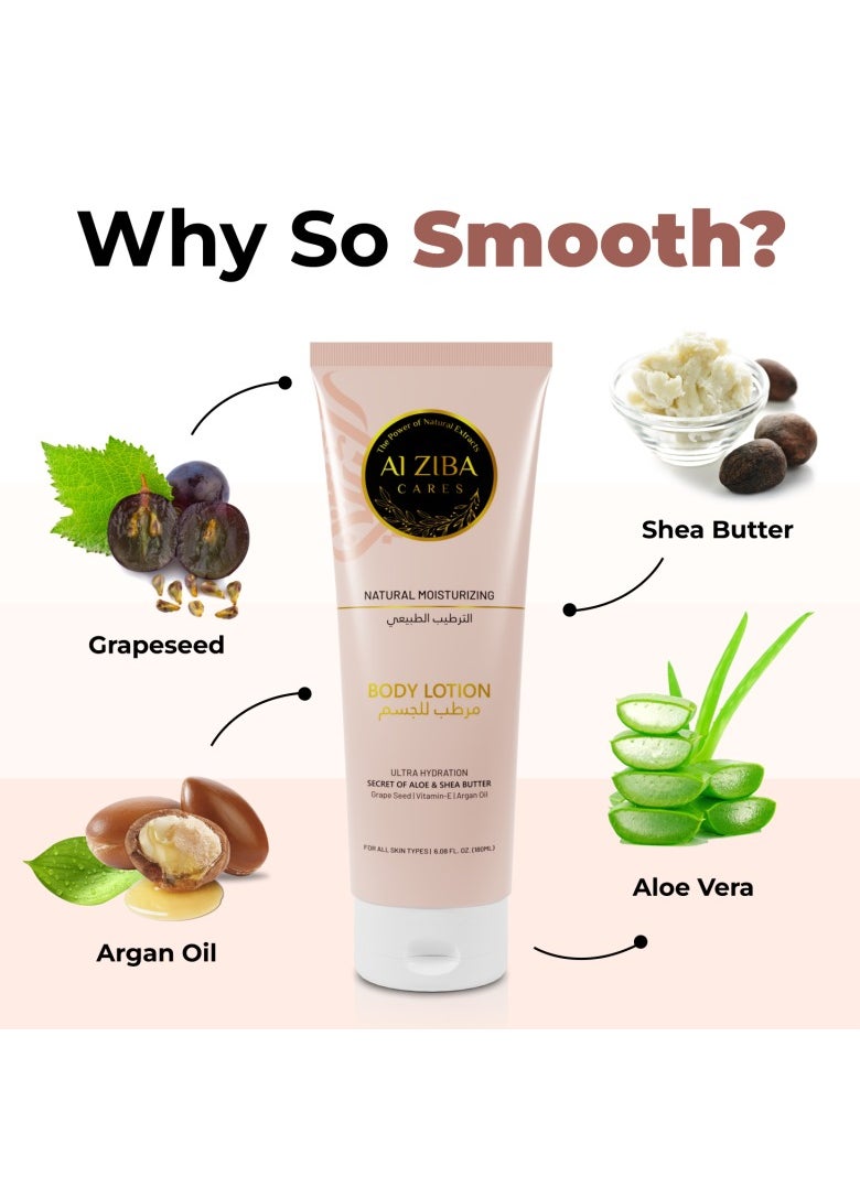 Body Lotion Ultra Hydration Natural Moisturizing Secret of Aloe & Shea Butter , Grape seed , Vitamin E , Argan Oil - 180 ml - pzsku/Z9320B8491F449580AFA1Z/45/_/1720602323/be46058e-4dc6-4cb8-a706-4c7af8eab094