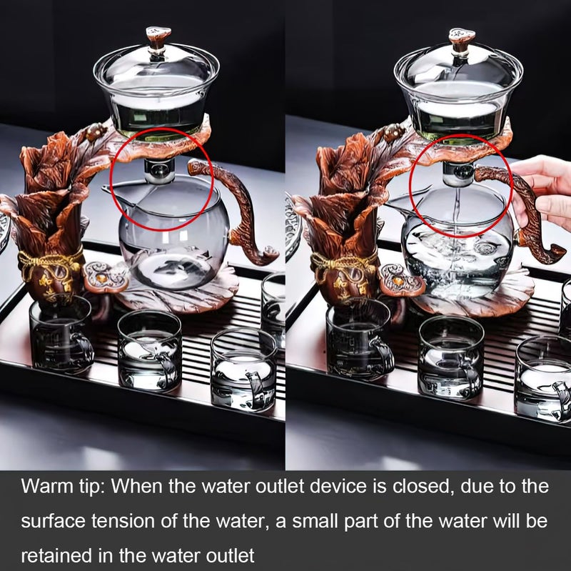 Miyxsin Semi Automatic Drip TeaPot, Heat Resistant Magic Teapot Set, Home Lazy Kung Fu Tea Maker Set, Magnetic Glass Tea Pot, High Borosilicate Glass TeaPot, Suitable for home/office Reception - Image 5