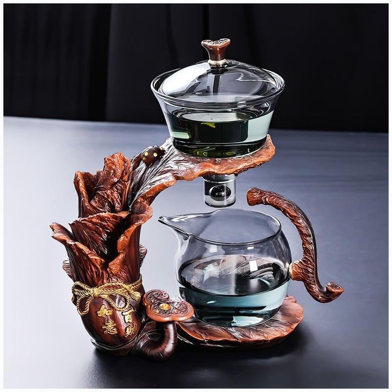 Miyxsin Semi Automatic Drip TeaPot, Heat Resistant Magic Teapot Set, Home Lazy Kung Fu Tea Maker Set, Magnetic Glass Tea Pot, High Borosilicate Glass TeaPot, Suitable for home/office Reception - Image 1
