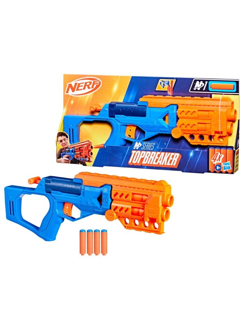 Nerf N Series Topbreaker Blaster includes 4 Nerf N1 Darts | 2 Dart Capacity | Breakopen Loading | for 8+ Years | G0877 - Image 1