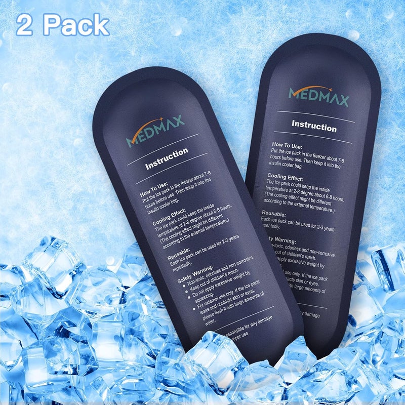 MEDMAX Ice Packs for Insulin Travel Case Reusable Insulin Cooler Ice Packs for Insulated Travel Medical Diabetic Supplies Storage Organizer Bag 2 Packs - Image 5