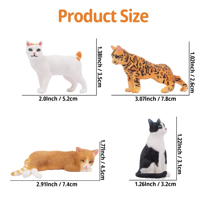 Toymany 8PCS Realistic Cat Figurines, Educational Cat Figures Toy Set, Kitten Easter Eggs Cat Cake Topper Christmas Birthday Gift for Kids Boys Girls Children - Image 4