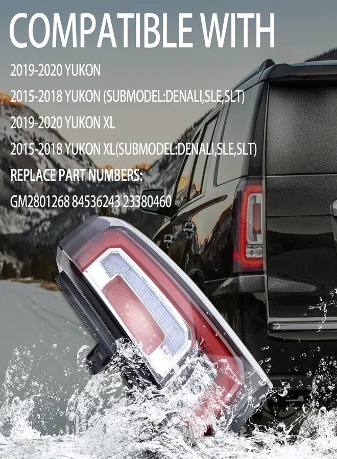 KOONDHEEND Right Passenger Side LED Tail Light Assembly for 2015 2016 2017 2018 2019 2020 GMC Yukon / Yukon XL Denali SLE SLT | Replaces GM2801268 84536243 23380460 | Rear Brake Turn Signal Reverse Lamp - Image 3