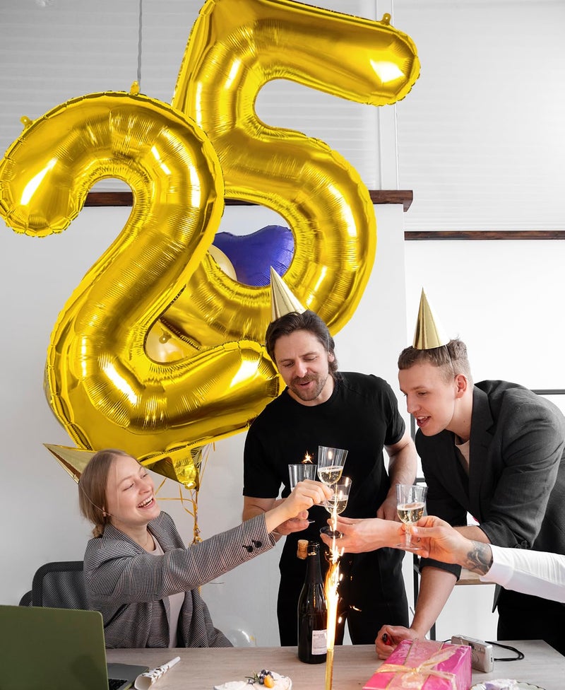 Smlpuame 40 inch Number Balloon 0-9 Gold Large Number 5 Balloons,Digital Balloons for Birthday Party Celebration Decorations Supplies, Helium Foil Number Balloons for Wedding Anniversary - Image 3