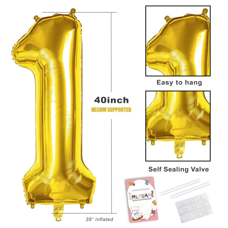 Smlpuame 40 inch Number Balloon 0-9 Gold Large Number 5 Balloons,Digital Balloons for Birthday Party Celebration Decorations Supplies, Helium Foil Number Balloons for Wedding Anniversary - Image 5