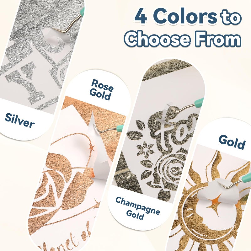 HTVRONT Textured Metallic Permanent Vinyl - 12" x 6ft Gold Chrome Self-Adhesive Vinyl Compatible with Cricut Cutting Machine, Silhouette, Cameo Cutters, Signs, Scrapbooking, Home Decoration (Gold) - Image 2