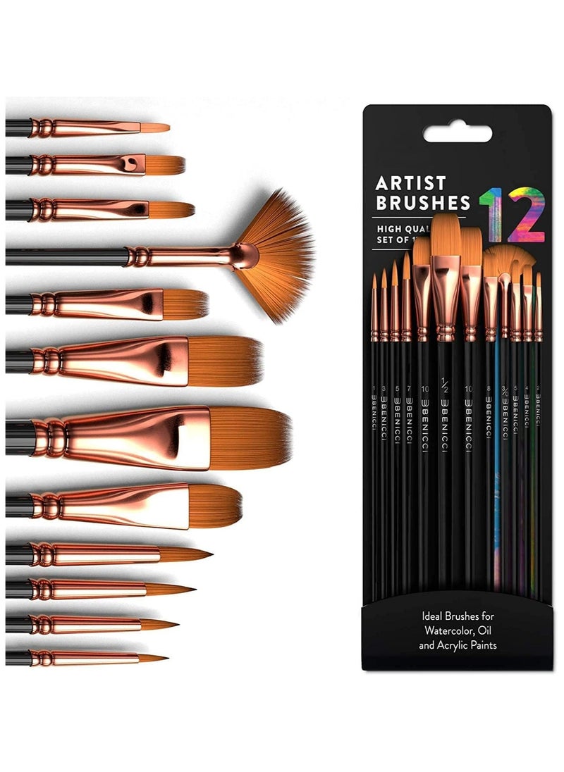 S2C S2C Acrylic Paint & Professional Brush Combo Set - 24x12ml Non-Toxic Vibrant Acrylic Colors + Nylon Hair Brushes for Canvas, Wood, Rock & Face Painting – Ideal for Beginners & Professionals  - Image 3