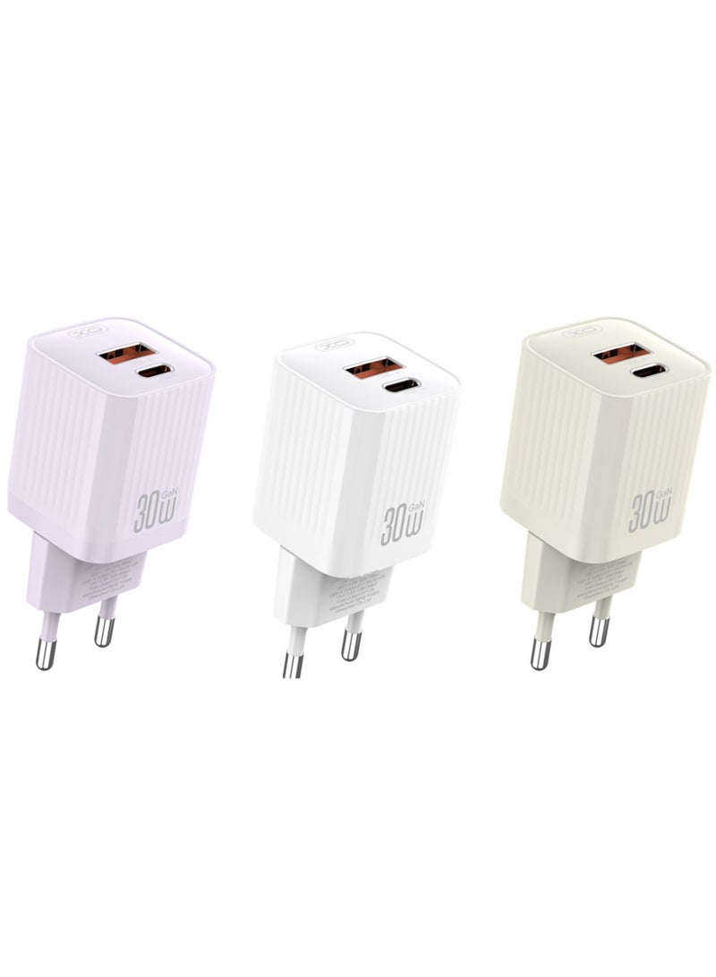 XO XO Fast Charger Head Built-in Dual 30W USB-C & 18W USB-A Charging Ports Support iPhone & Samsung  - Image 2