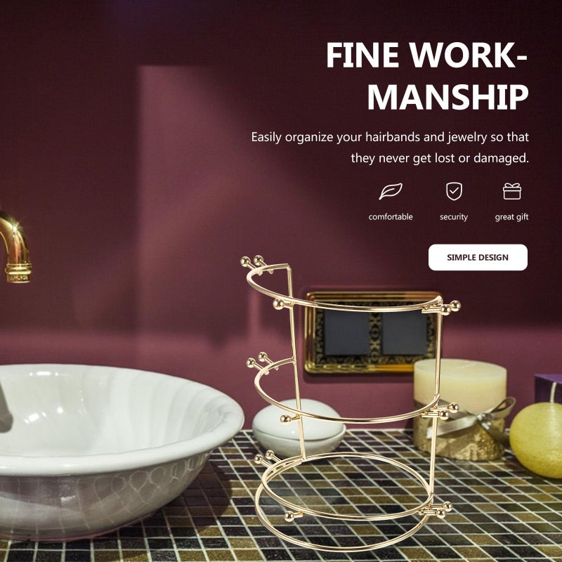 Cabilock 3pcs Crown Display Stand Bridal Headband Metal Tiara Headband Holder Rack Stand Holder Table Hair Hoops Rack Hair Band for Display Headwear - Image 4