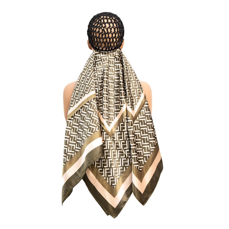 ROSEBONY Wrap Cap Hair Net with Scarf, Heatless Silk Press Hair Care, Shower Cap (color-6)