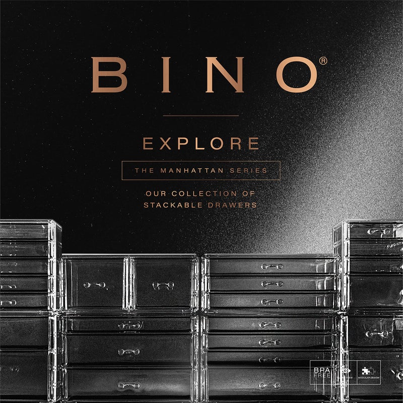 BINO منظم أدراج المكياج الأكريليكي من بينو - سلسلة مانهاتن - 5 أدراج | منظمات تخزين الجمال الشفافة | درج مستحضرات التجميل والمكياج | تنظيم المنزل | أدراج الإكسسوارات والمكياج والماكياج - Image 5