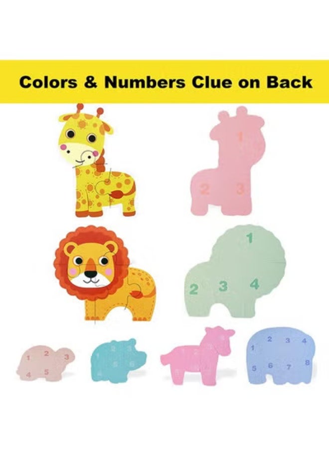fantasize Puzzles for Toddlers Ages 2 3 4 5 Years Old, Safari Animals Floor Jigsaw Puzzles for Beginner, Educational Gifts for Girls Boys Kids(6 Pack) - Image 3