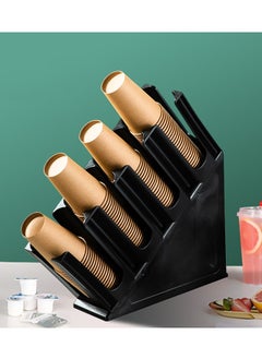 CityRiya-Long Lid Dispenser, Paper Cup and Lid Holder, Paper Cup Dispenser, Cup Holder with 4 Compartments, Disposable Coffee Cup Dispenser, Plastic Cup Storage & Lid Holder for Countertops, Kitchen, Black  - Image 5