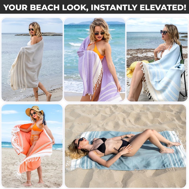 DEMMEX Organic Diamond Turkish Bath & Beach Towel | 100% Oeko-TEX Certified Cotton, Ultra-Soft, Quick-Dry, Lightweight, Compact & Oversized Luxury Peshtemal Towel, Prewashed, 71"x36", Teal - Image 4
