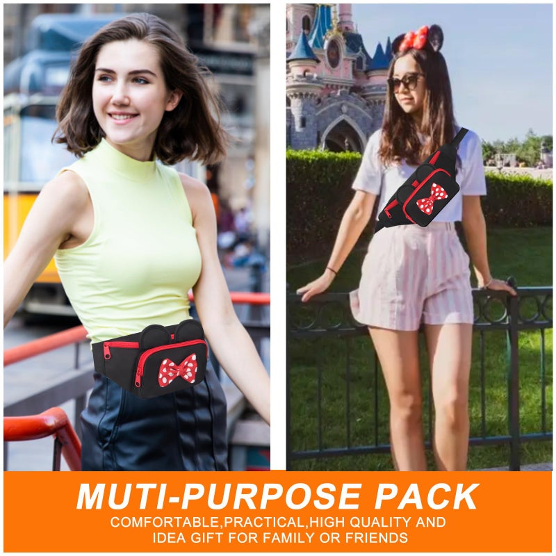 Voikukka Cute Fanny Pack for Women Kids Crossbody Bag Travel Belt Bags Little Girls Fanny Toy Cartoon Mouse World Accessories Outfit Waist Pack Kid Outdoor Trip Essentials for Park Adults Fanny Pack - Image 2
