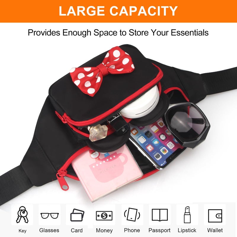Voikukka Cute Fanny Pack for Women Kids Crossbody Bag Travel Belt Bags Little Girls Fanny Toy Cartoon Mouse World Accessories Outfit Waist Pack Kid Outdoor Trip Essentials for Park Adults Fanny Pack - Image 3