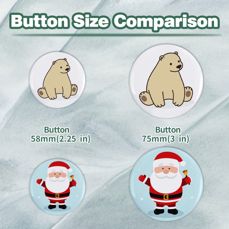 Mostme 100 Sets 75mm/3 inch Button Supplies Button Parts for Buttons Maker Machine 75mm, Round Badge Blank Buttons Pins, Includes Plastic Pin Back Cover, Metal Cover, Clear Film&Blank Paper - Image 5