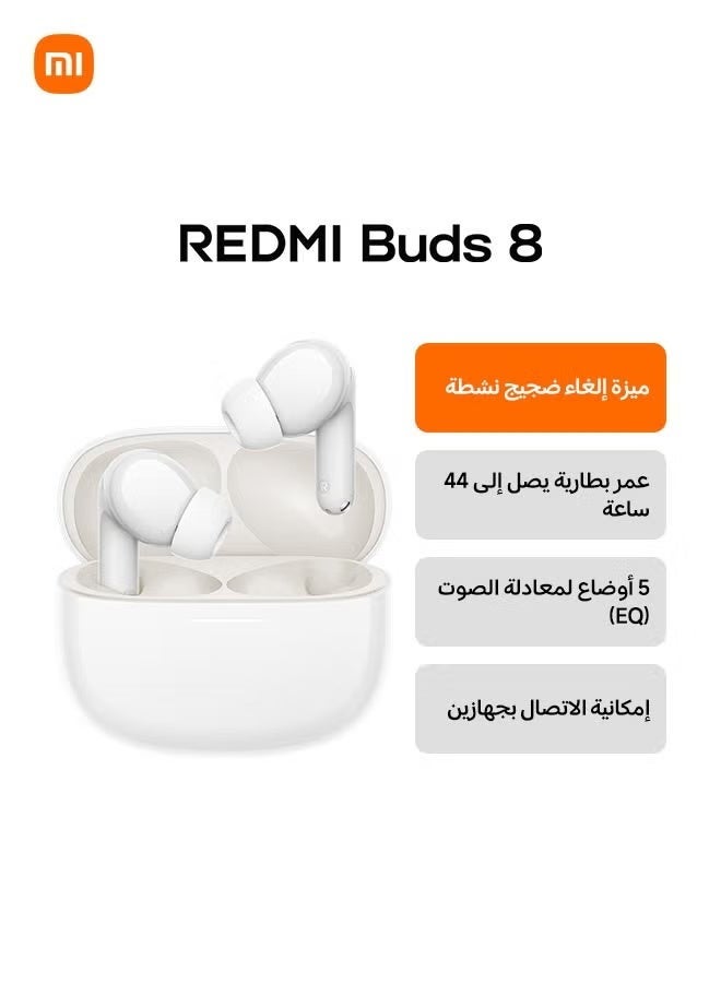 Xiaomi Redmi Buds 8, True Wireless Earbuds, 50dB/4kHz Active Noise Cancellation, 3-mic AI Noise reduction for calls, 11mm dynamic driver, Hi-Res Audio, Up to 11h+44h Battery Life, IP54 white - Image 1