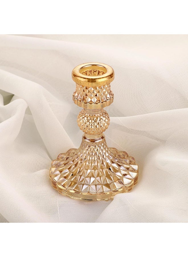 Set of 2 Gold Glass Taper Candle Holders Decorative Glass Candlestick Holders, Modern Taper Candle Stands Candlesticks for Dining Table Centerpieces Wedding Church Decor - Image 5