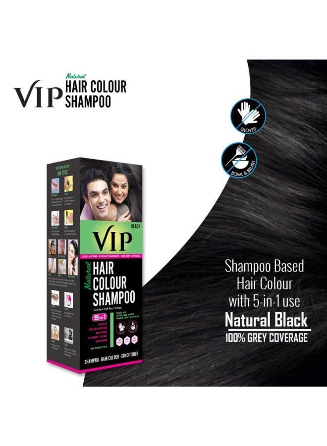 VIP 5-In-1 Shampoo Hair Colour Black 180ml - Image 2