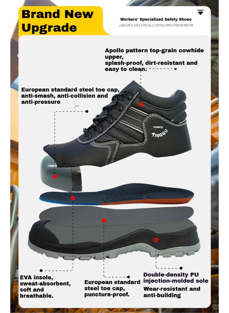 Men's steel-toe safety shoes, lightweight and comfortable, puncture-proof and slip-resistant, wear-resistant and durable, comfortable for long periods of standing, lightweight and breathable, work shoes that can also be worn as fashionable athletic shoes. - Image 2