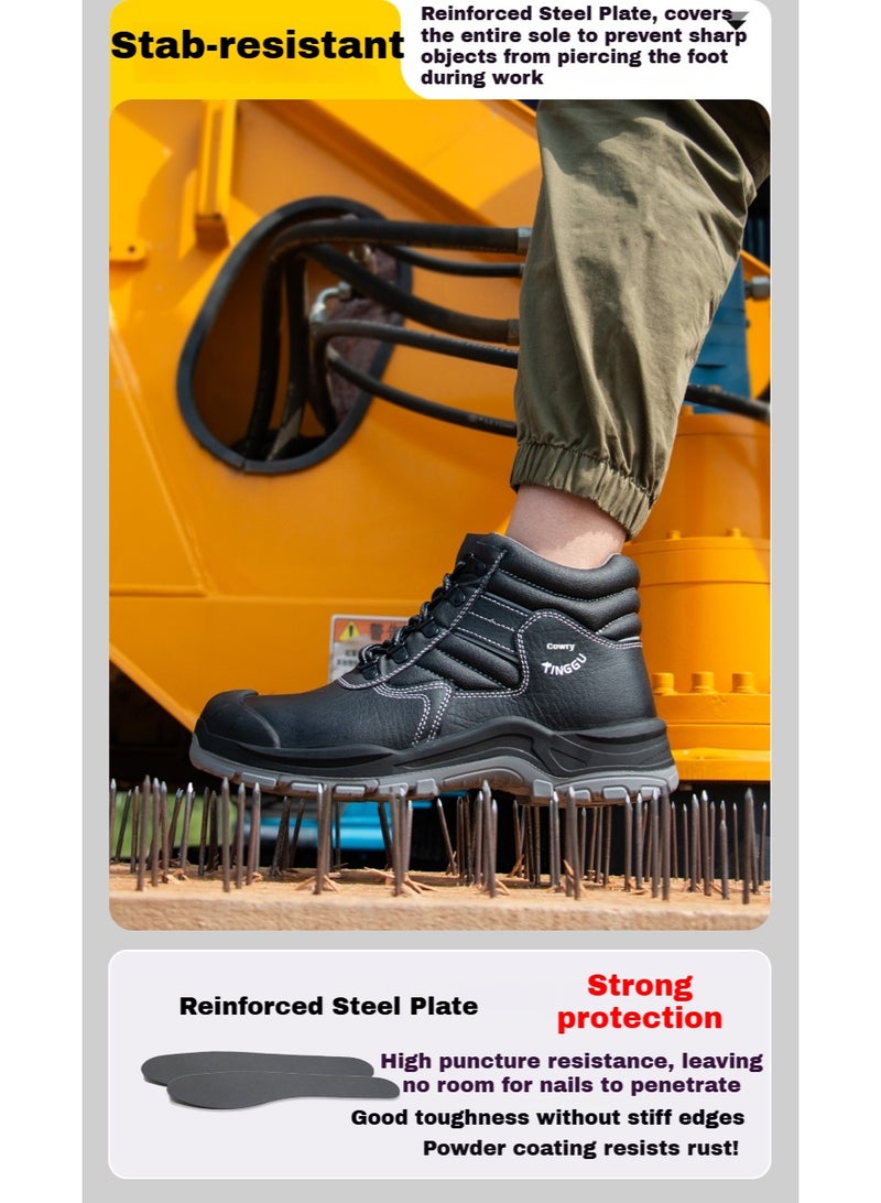 Men's steel-toe safety shoes, lightweight and comfortable, puncture-proof and slip-resistant, wear-resistant and durable, comfortable for long periods of standing, lightweight and breathable, work shoes that can also be worn as fashionable athletic shoes. - Image 5
