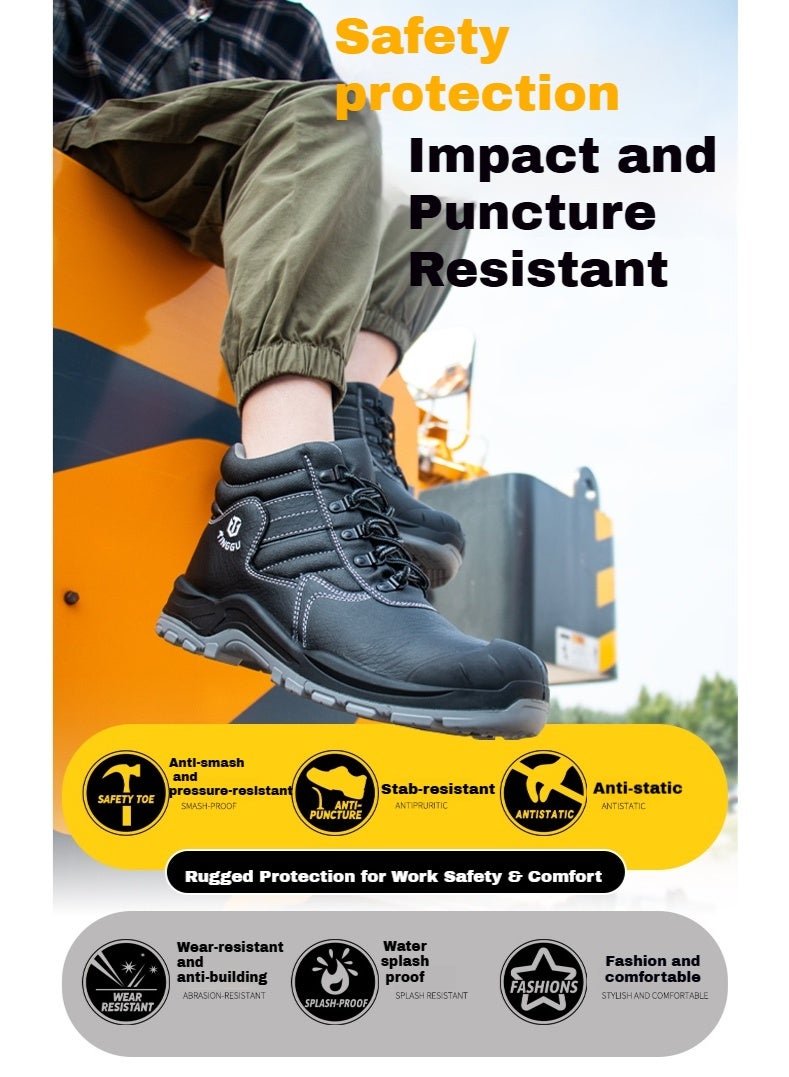 Men's steel-toe safety shoes, lightweight and comfortable, puncture-proof and slip-resistant, wear-resistant and durable, comfortable for long periods of standing, lightweight and breathable, work shoes that can also be worn as fashionable athletic shoes. - Image 1