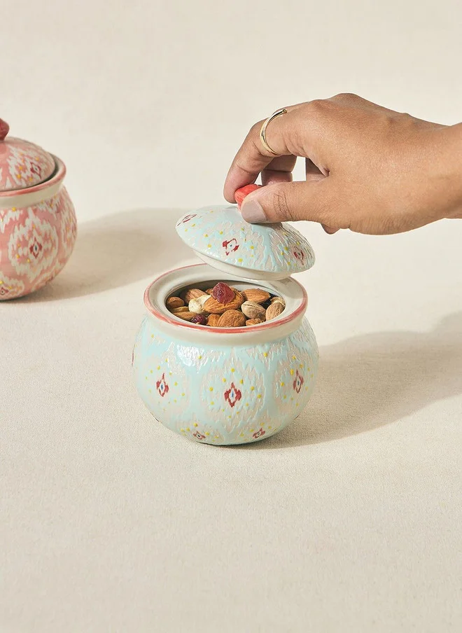 Chumbak Ikat Fusion Storage Jar - Teal, 280ml