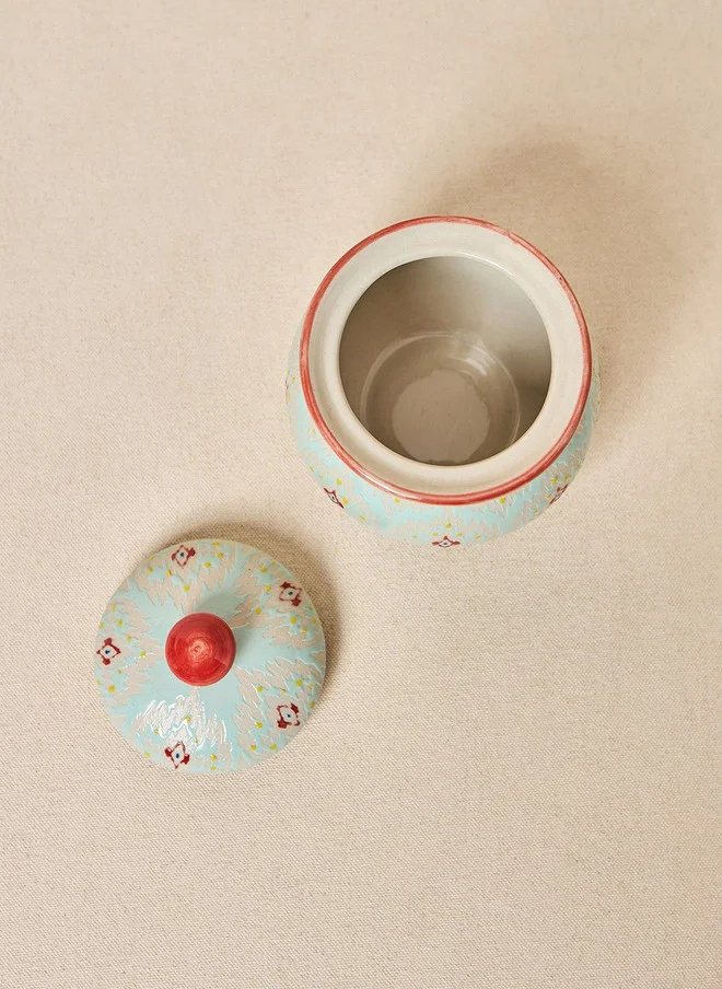 Chumbak  Ikat Fusion Storage Jar - Teal, 280ml  | Best Price UAE