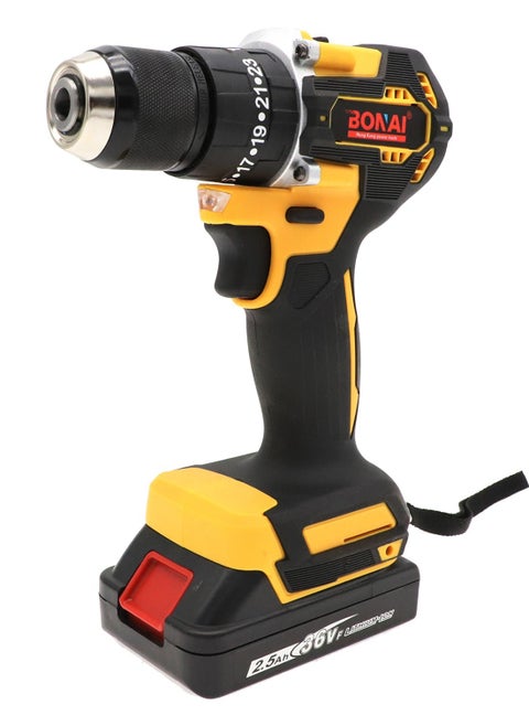 Complete 36V Cordless Drill Kit: Double Battery, 38Nm Torque, 18+3 Torque Settings, and a Comprehensive Set of 55 Drill Driver Bits