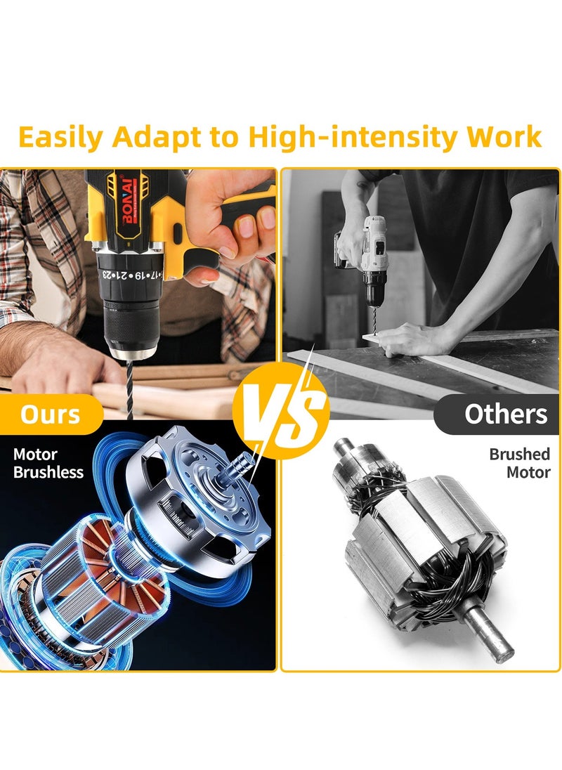 Complete 36V Cordless Drill Kit: Double Battery, 38Nm Torque, 18+3 Torque Settings, and a Comprehensive Set of 55 Drill Driver Bits