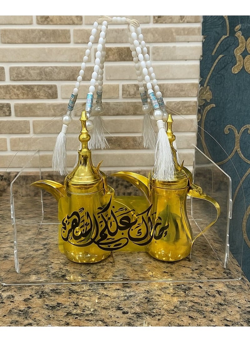 Royal Clear Acrylic Coffee Dallah Holder Modern Coffee Pot Organizer & Stand Size (Length 35 cm, Width 21 cm, Height 28.5) - Image 2