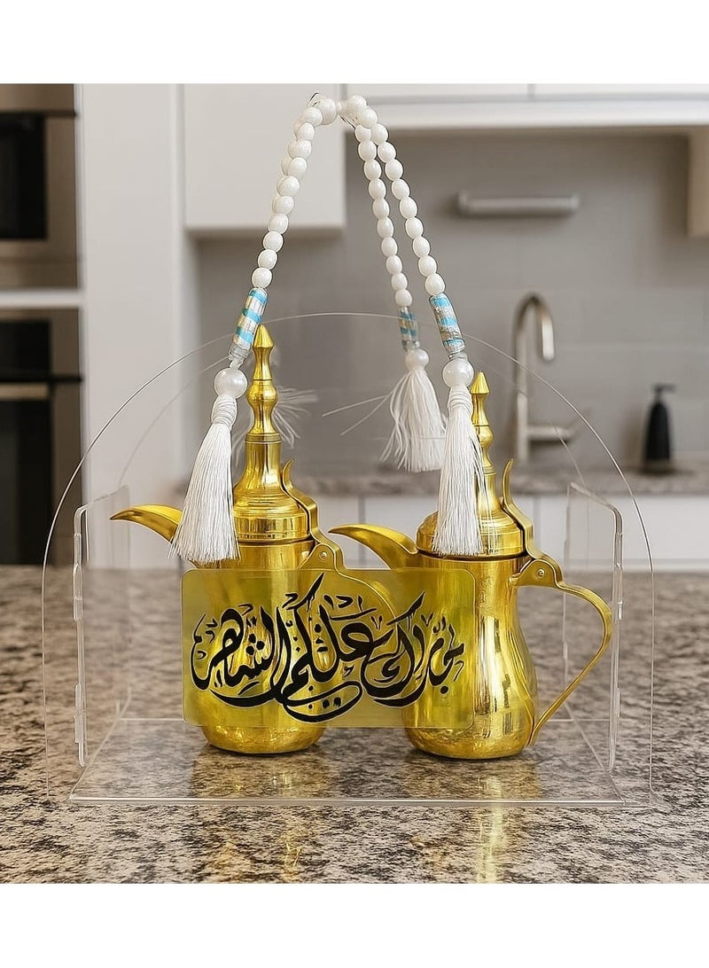 Royal Clear Acrylic Coffee Dallah Holder Modern Coffee Pot Organizer & Stand Size (Length 35 cm, Width 21 cm, Height 28.5) - Image 1