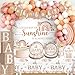 cocomigo Boho Baby Shower Decorations A Little Ray of Sunshine Party Banner Boho Rainbow Balloon Arch Paper Plates and Napkins Set Floral Its a Girl Neutral Baby Shower Gender Reveal Party Decorations - Image 3
