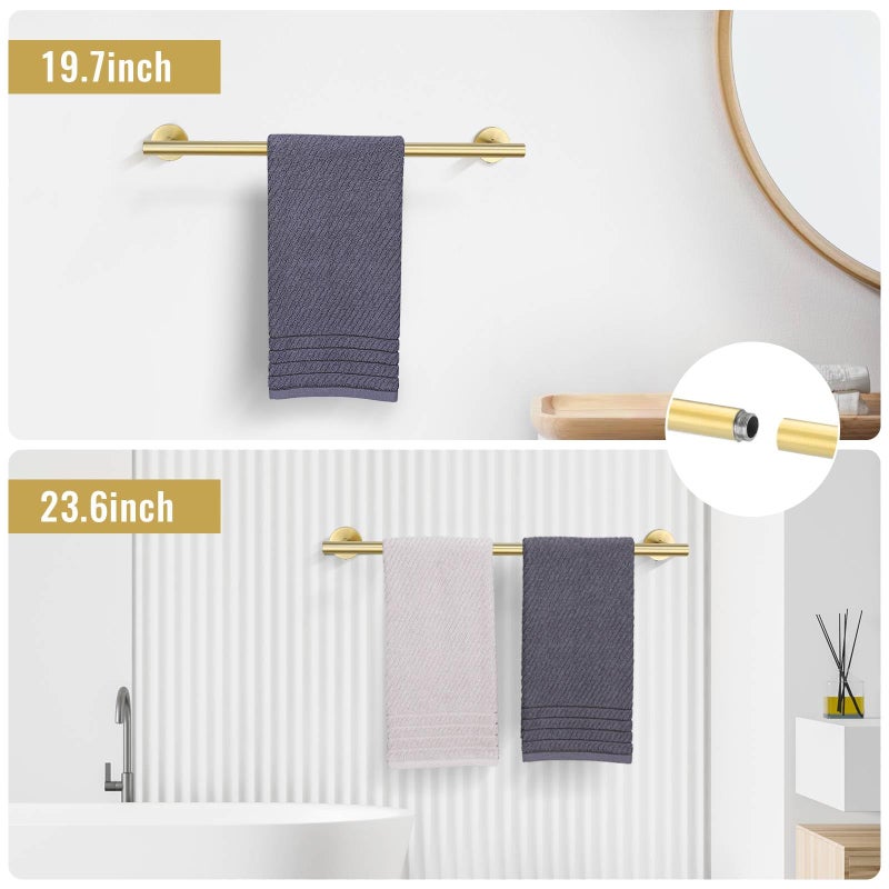 soaez Bathroom Towel Holder Set  6 Pieces Brushed Gold Towel Bar Bathroom Hardware Accessories Set  SUS304 Stainless Steel Towel Rack Towel Ring Toilet Paper Holder Set Wall Mounted - Image 2