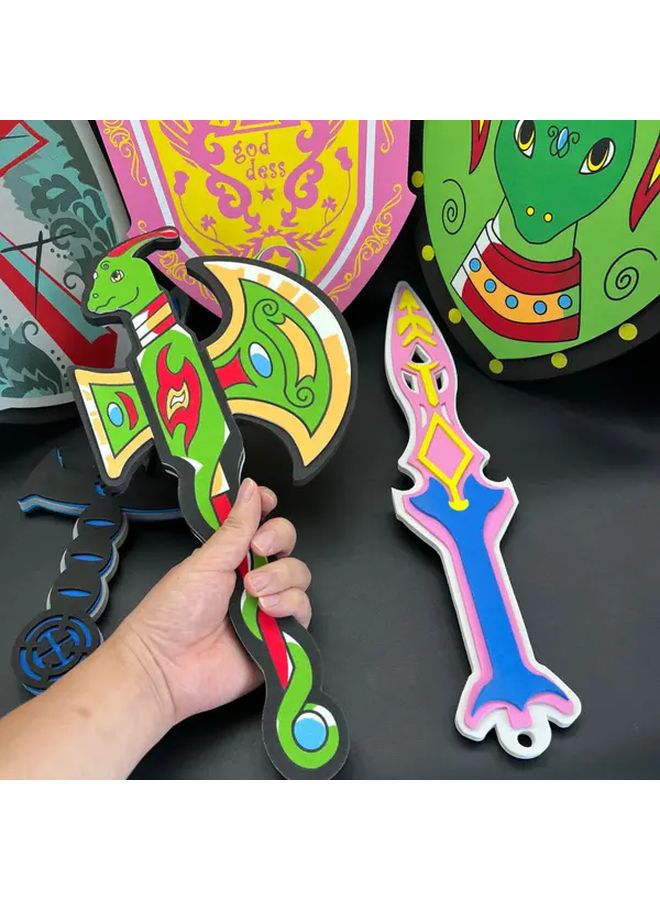 EVA Simulation Foam Sword And Shield Set Costume Party Weapon Toy For Collectors Holiday Gift - Image 3