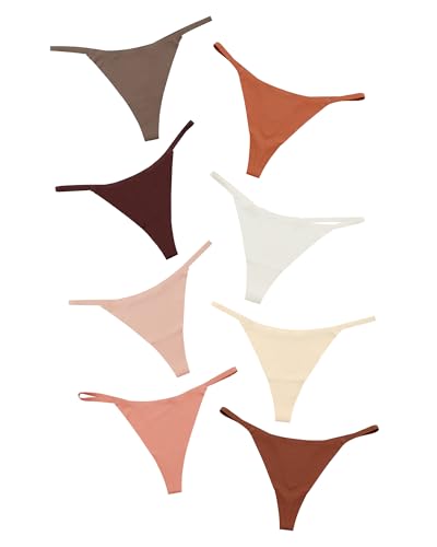 DEANGELMON Seamless G-string Thongs for Women - No Show Thong Underwear Low Rise Stretch Panties Workout Pack (8P1,M) - Image 1