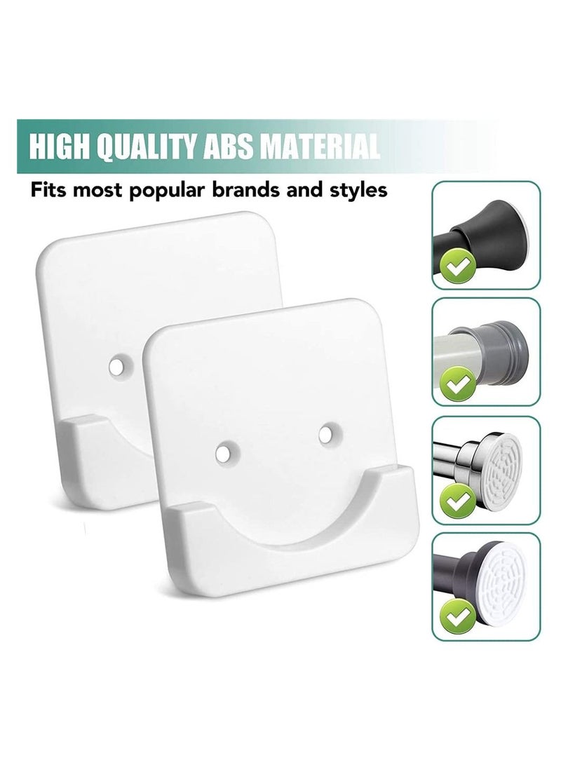 2 Piece Adhesive Curtain Rod Brackets, Shower Curtain Rod Mounting Bracket for Wall Adhesive Shower Rod Tension Holder, White Tension Bracket - Image 1