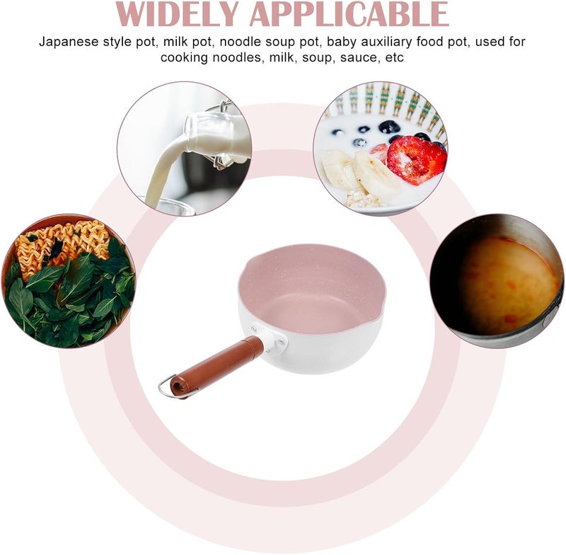 Japanese Style 20cm Maifan Stone Milk Pan Food Soup Cooking Pot White Aluminium Saucepan for Household Cooking - Image 3