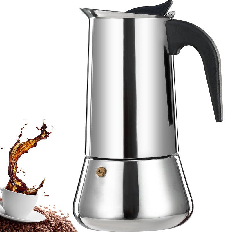 DITOSH DITOSH 12 Cup Stovetop Espresso Maker Stainless Steel Moka Pot Stove Top Percolator Italian Coffee Makers Capable Mocha Greca Machine Cafe Classic Induction Cookers for Home and Camping 600ml 20oz