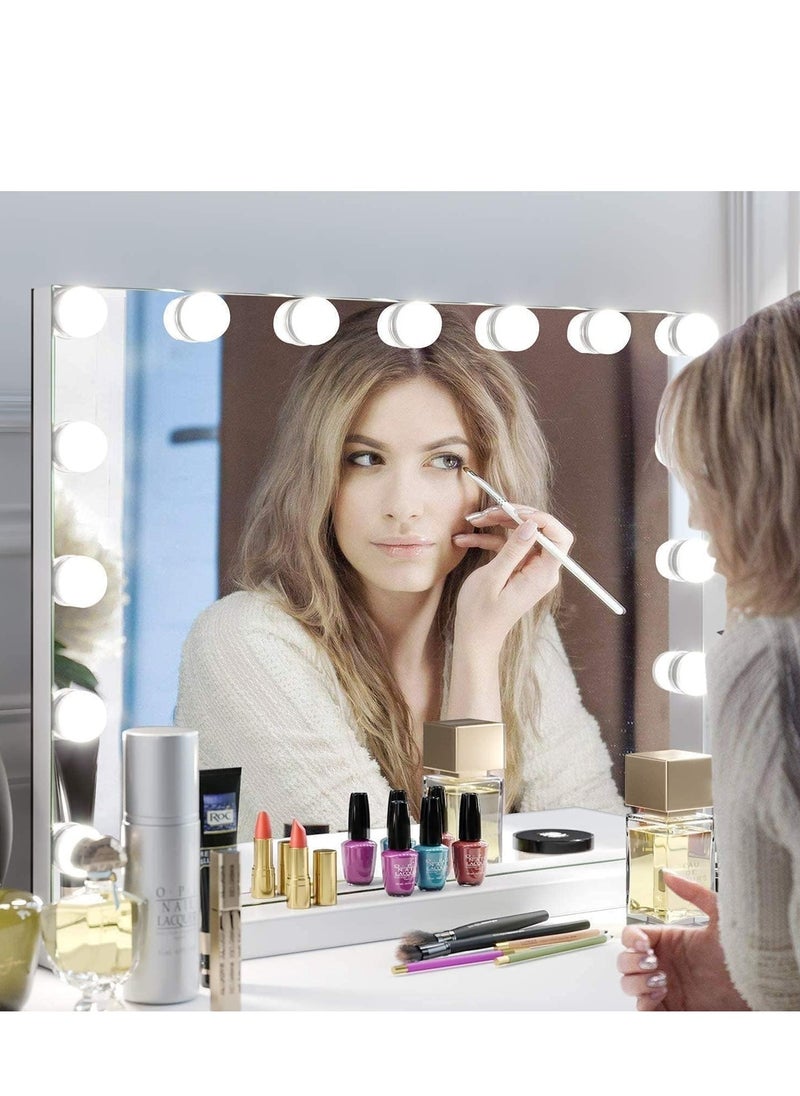 XiuWoo Hollywood Vanity Mirror with Lights, 15 Dimmable LED Bulbs 3 Color Lighted Makeup Mirror with Detachable 10X Magnification Mirror, Tabletop or Wall-Mounted, Touch Control  - Image 3