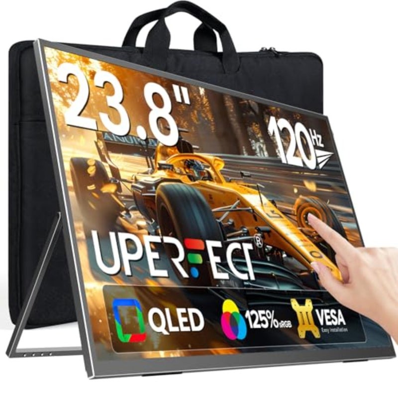 24 120Hz QLED Portable Touchscreen Monitor 1080P 125 sRGB 400 Nits Built-in Stand VESA Mount HDMI USB-C Travel Monitor for Laptop, Gaming Devices, Phone, Mini PC External Second Screen for Gaming and Work - Image 1