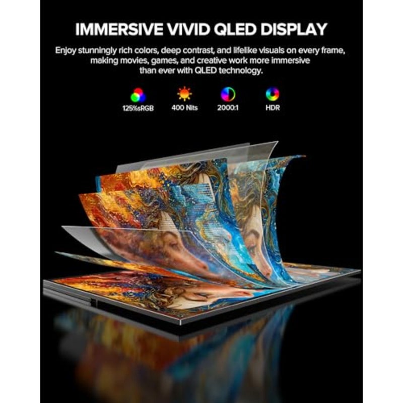 24 120Hz QLED Portable Touchscreen Monitor 1080P 125 sRGB 400 Nits Built-in Stand VESA Mount HDMI USB-C Travel Monitor for Laptop, Gaming Devices, Phone, Mini PC External Second Screen for Gaming and Work - Image 3