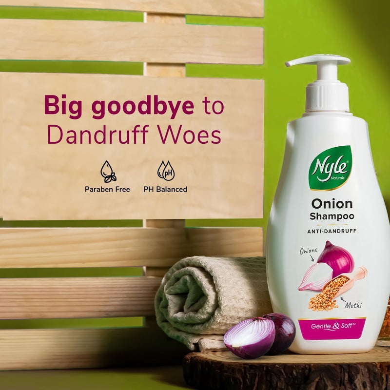 Nyle Naturals Onion and Methi Anti Dandruff 2 In1 Shampoo With Active Conditioner, 400ml - Image 3