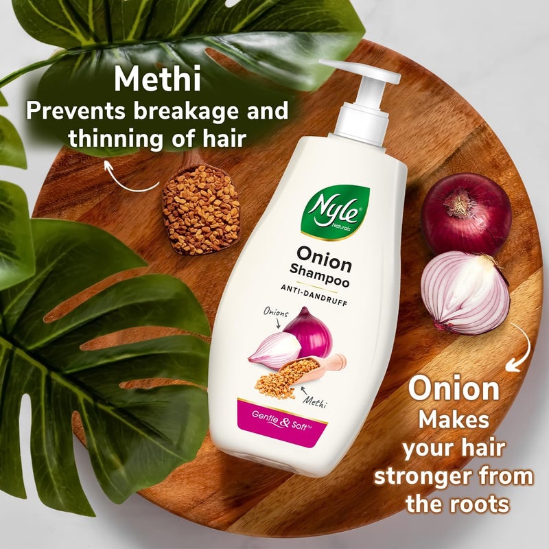 Nyle Naturals Onion and Methi Anti Dandruff 2 In1 Shampoo With Active Conditioner, 400ml - Image 2