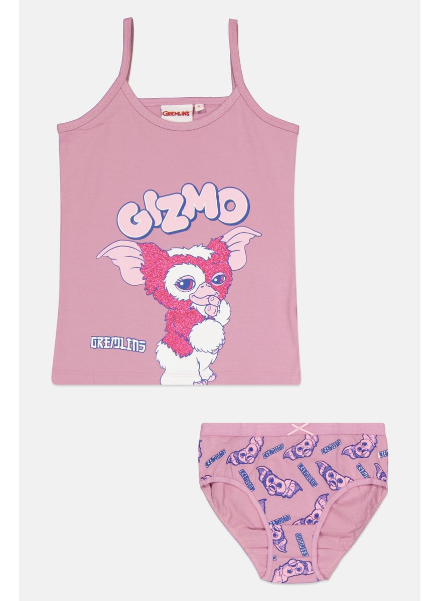 Gremlins Kids Girl 2 Pieces Gizmo Tank Top And Brief Set, Mauve  - Image 1