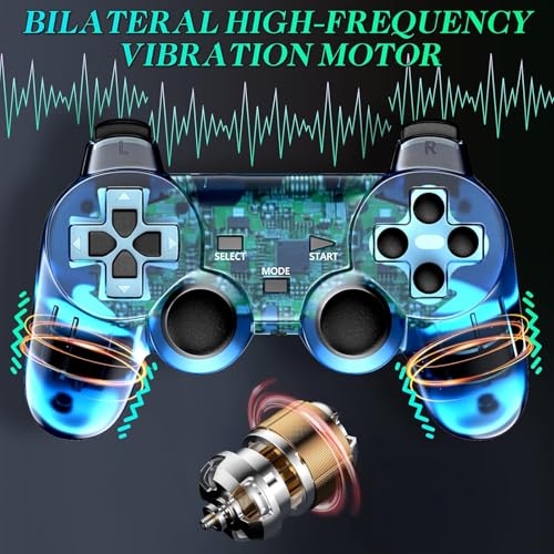 Degulan Wireless Controller Compatible with PS-2 Console, Remote Gamepad for Play 2 (Green and Blue) - Image 4