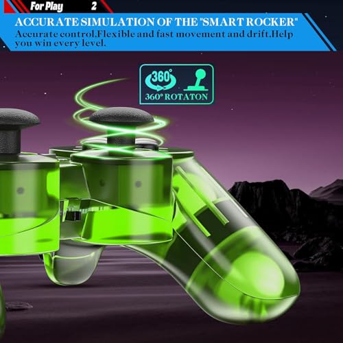 Degulan Wireless Controller Compatible with PS-2 Console, Remote Gamepad for Play 2 (Green and Blue) - Image 3